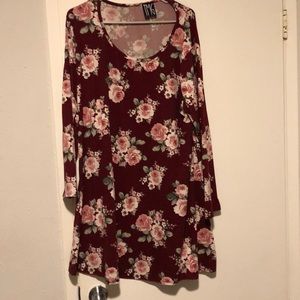 Maroon floral swing dress